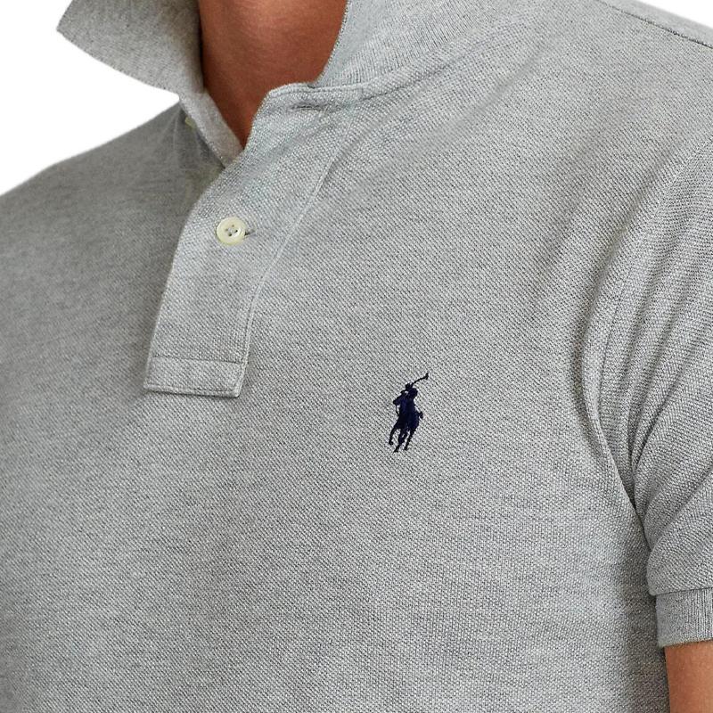 Polo Ralph Lauren Logo Embroidered Slim Fit Straight Cut Short Sleeve Polo Shirt Men tops Gray 710557752-014