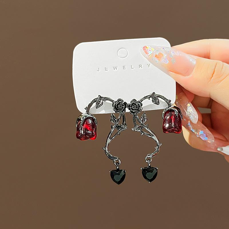 Imitation Jade Drop Oil Beaded Earrings Retro Water Drop Fringed Earrings Simple Hanfu Accessories Women