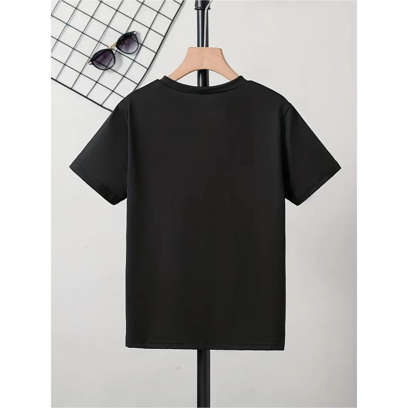 European Size Boys Round Neck Short Sleeved T Shirt with Heart Pattern