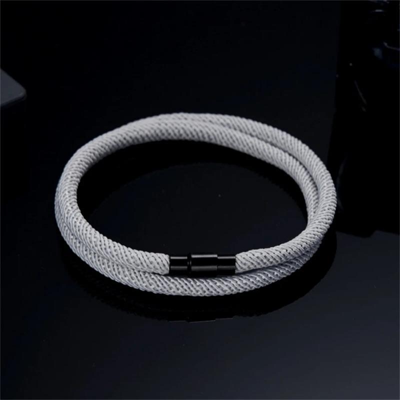 

Модные двухслойные браслеты-цепочки с магнитной застежкой для мужчин и женщин, одинаковые штабелируемые простые браслеты на веревке, счастливые ювелирные изделия серый