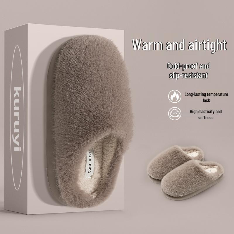 Women's Furry Cotton Slippers: Cozy, Velvet-Lined for Fall & Winter, Indoor/Outdoor, Also Available for Men