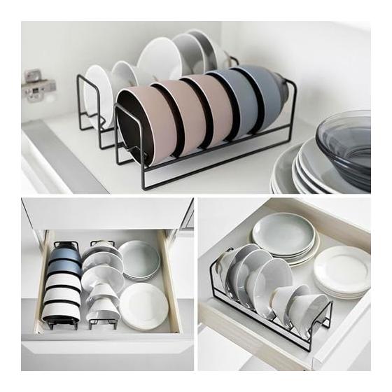 Yamazaki Jitsugyo Bowl & Tea Bowl Storage Rack [Set of 2] Upright Storage Drawer/Cupboard Storage Tower Black 1398 x 2