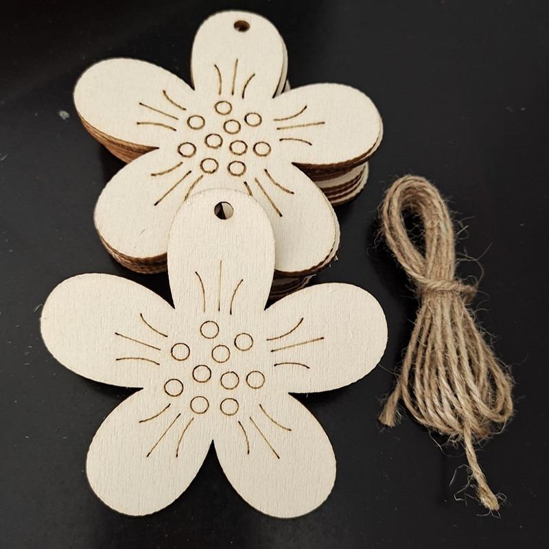 10 Stück Holz-Osterdekorationen zum Bemalen DIY Leere Holzausschnitte Ornament für Ei Hase Kaninchen Schmetterling Blume Frohe Ostern