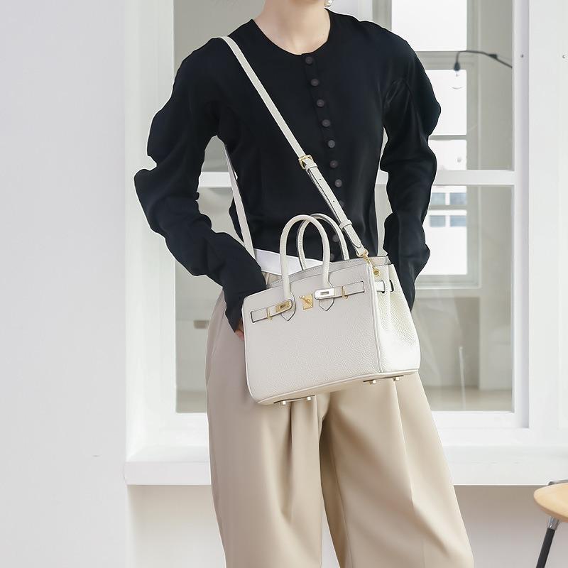 First layer cowhide platinum bag, genuine leather women's bag, large capacity Kelly handbag, women's high-end commuting shoulder messenger bag