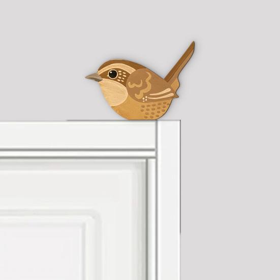 Wooden Bird Door Topper Lifelike Bird Door Corner Frame Sign for Home Wall Decor Housewarming Gift for Bird Lovers
