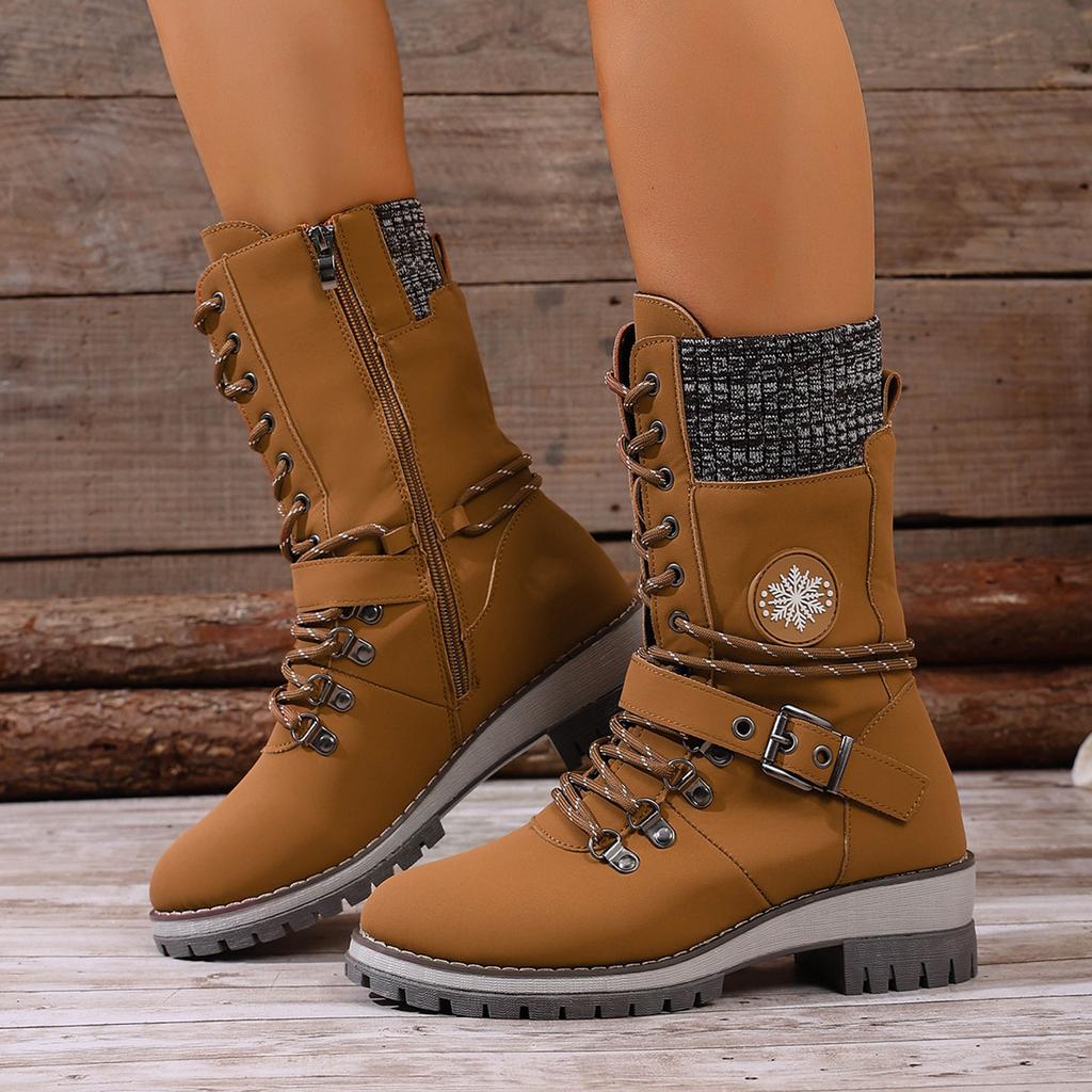 Large Size Fashionable Women's Shoes Winter Ladies High Top Boots With Belt Woolen Suede Boots for Women Knee High Wide Calf
