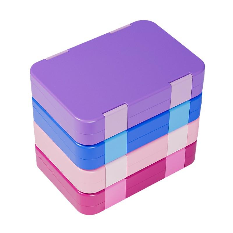 Bento Box a Doppia Chiusura per Bambini: Lunch Box Portatile, Compartimentata, Mantenimento Freschezza, Quadrata, Riscaldabile al Microonde.