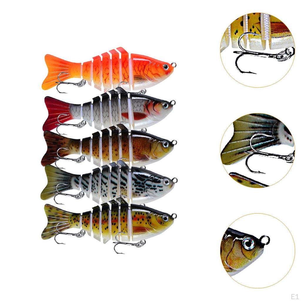 5 Pieces Multi Jointed Swimbaits Fishing Lures Set Gear Convenient Beginner Outdoor Portable