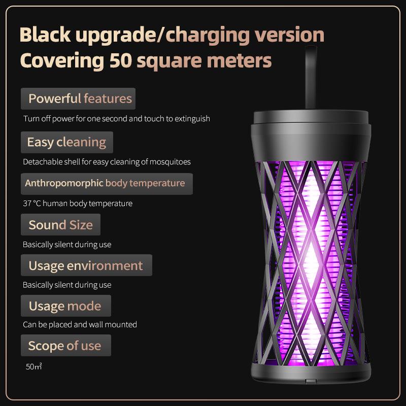 

Новая портативная электрическая лампа-уничтожитель комаров с атмосферной подсветкой для дома и улицы Plug-in чёрный