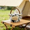 Plush Cow Storage Basket with Handle Soft Stuffed Animal Design 32cm Size Spot Pattern Handheld Plush Toy Organizer