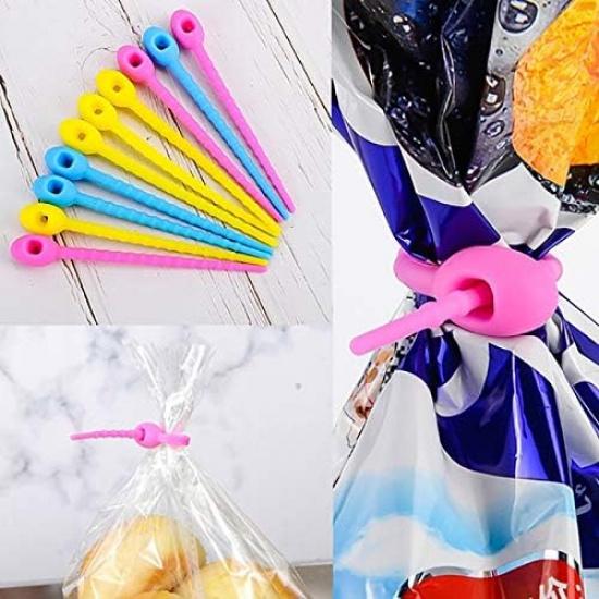 10PCS Food Grade Silicone Bag Ties Zip Tie Twist All- Multi-Use Bag Clip Bread Tie Food Saver