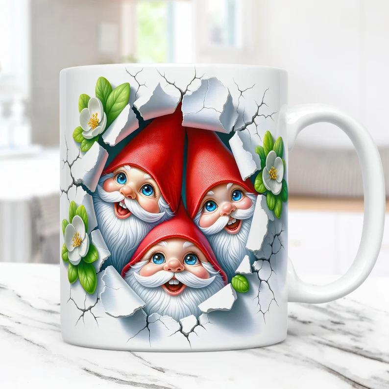 3D Christmas Christmas Ceramic Coffee Maker Cup Tea Cup Gnome Underground Treasure Patron Saint