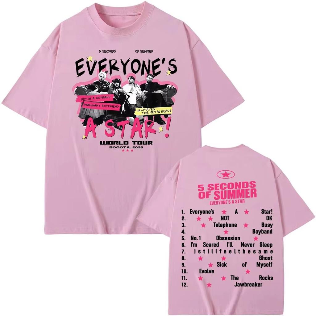 Summer Hot Sale Band 5 Seconds Of Summer Everyones A Star 2026 World Tour T Shirts Unisex Harajuku Hip Hop Streetwear T Shirt