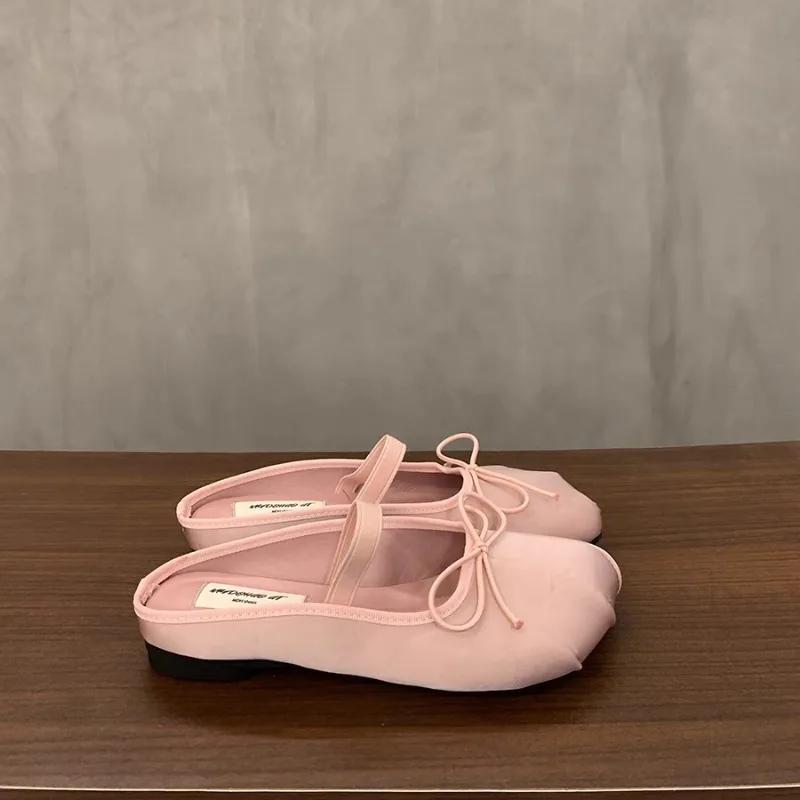 fashion 2024 High Quality Ladies Shoes Baotou Women's Slippers Fashion Butterfly-knot Dress Slippers Women New Shallow Flat Slippers