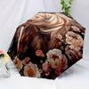 1pc Elegant Horse Portrait & Floral Frame Automatic Folding Umbrella - 8-Rib Compact Lightweight Retractable Travel Umbrella,