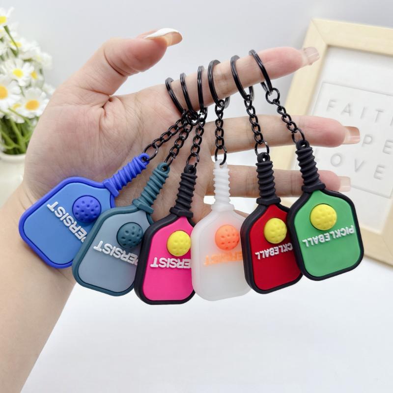 Soft Pvc Pickleball Paddle Keychains Multiple Bright Colors For Bag Decoration Gifts For Pickleball Enthusiasts