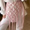 Cintura a vita in rete etnica antica con nappe, gonna con cintura intrecciata, decorazione vintage per la vita, moda donna