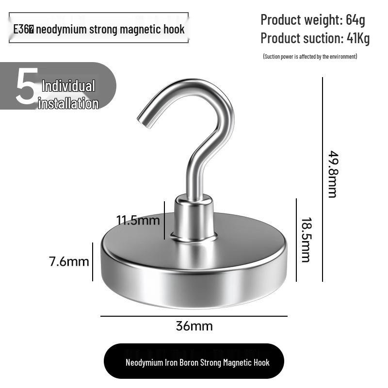 Silné magnetické lepicí háčky, bez vrtání, pro vysoké zatížení, velká velikost pro použití v kuchyni/na lednici.