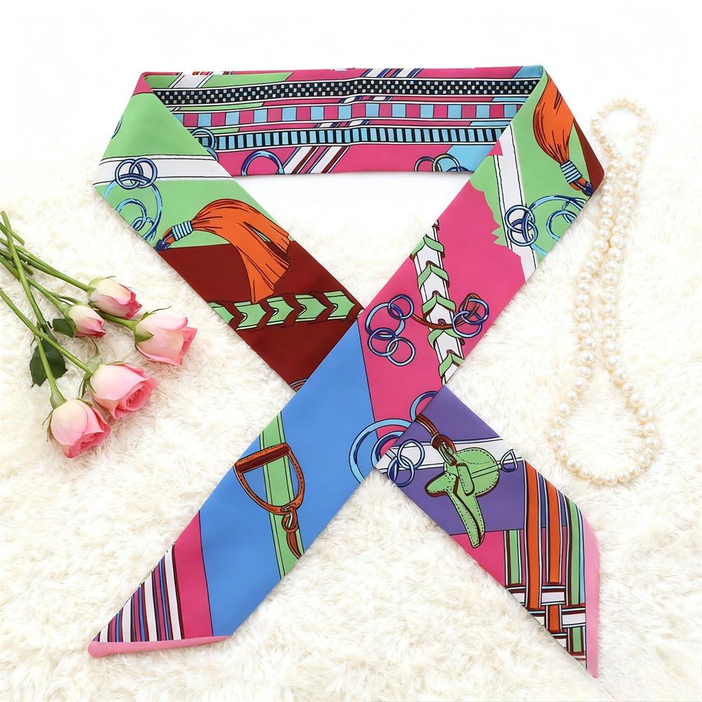 90*5Cm Korean  Fashion Luxurious Ladies Leisure Decoration Twill Long Strip Streamer Silk Scarf Tie Bind Bag Ribbon