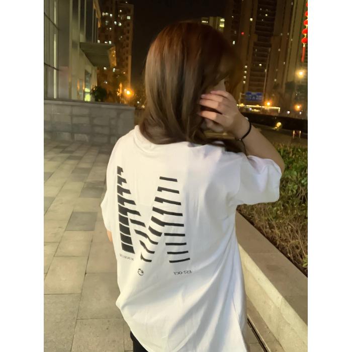 

[Combed tight pure cotton (front and rear printing) ] Live quality pure cotton printing loose short-sleeved t women S