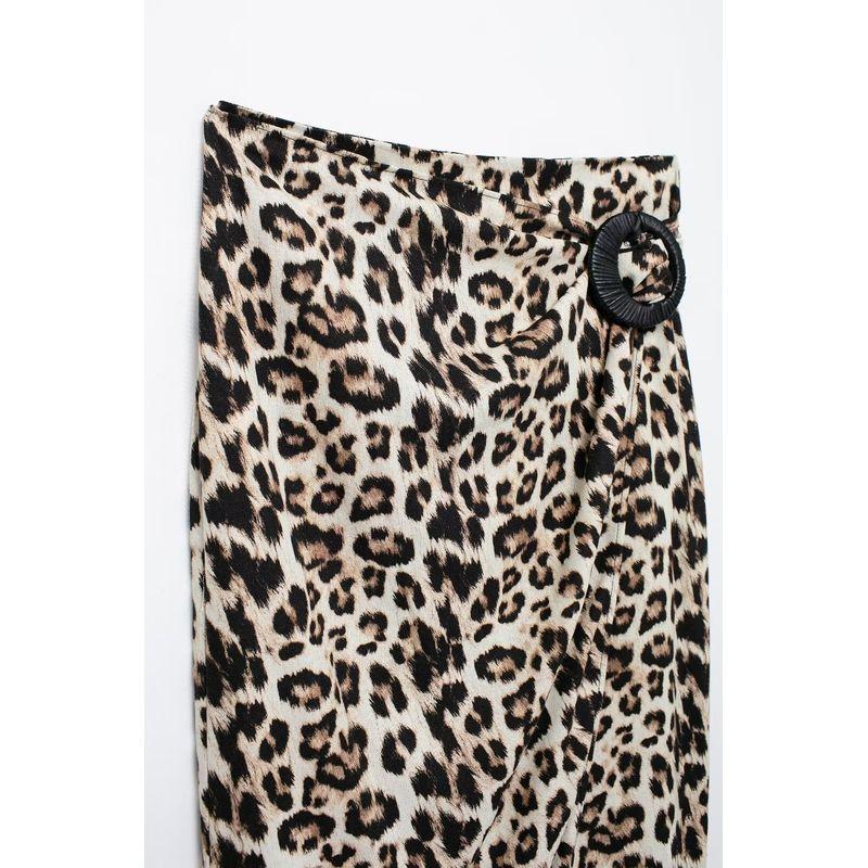 Kaslead New Arrival Women's Clothing Fashion Style Linen Blend Animal Pattern Print Midi Dress 8099403