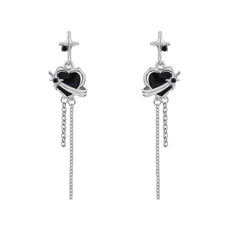 

Niche Style Fantai Cross Female Stylish Dark Stud Earrings 4191 Black Heart Cross Stud Earrings
