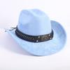 Nuovo colore cappello da cowboy western da uomo e da donna versatile per il pendolarismo stile semplice tesa larga cappello a cilindro cappello da sole