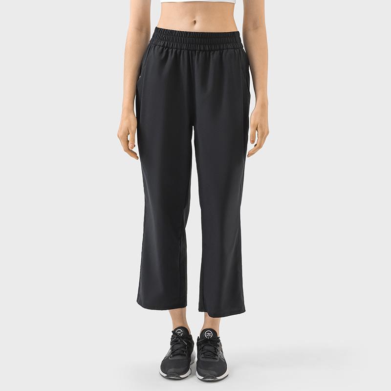 Spring and summer versatile loose sports and leisure eight points four-sided elastic fitness running outdoor fitness straight pants SS