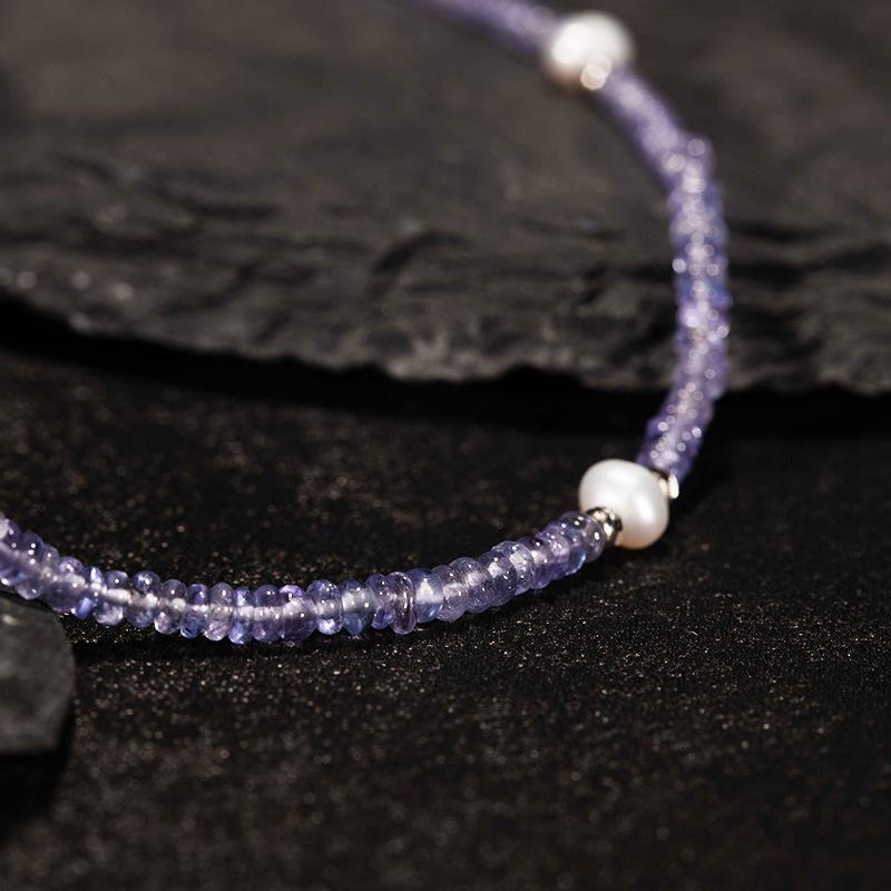 Natural Gemstone Tanzanite Beaded Necklace Women'S S925 Sterling Silver Colored Jewelry Xiaohongshu Wechat Channels