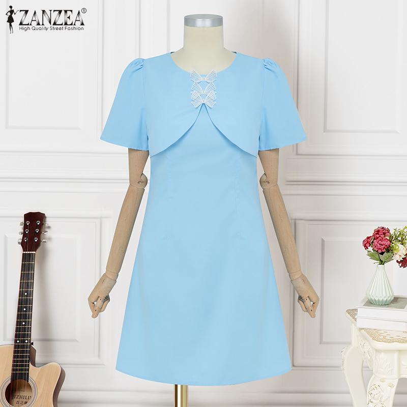 ZANZEA Womens Summer Casual Short Sleeve Elegant Dress