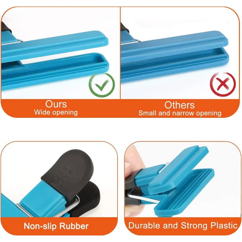 9 Pack Chip Clips, Food Clips, Upgrade Wide Open Bag Clips for Food Storage with Air Tight Seal Grip