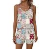 Zomer Casual Tweedelig Set voor Dames Mouwloze Tanktop met Vierkante Hals en Shorts met Trekkoord Taille en Zakken Lichtgewicht