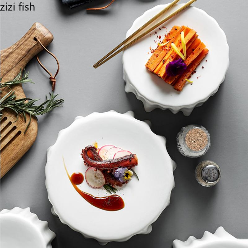 Weißer Keramik-Essteller, Restaurantgeschirr, Servierteller, Westernteller, Sashimi-Teller, Sushi-Teller, Dim-Sum-Teller, Dessertschale