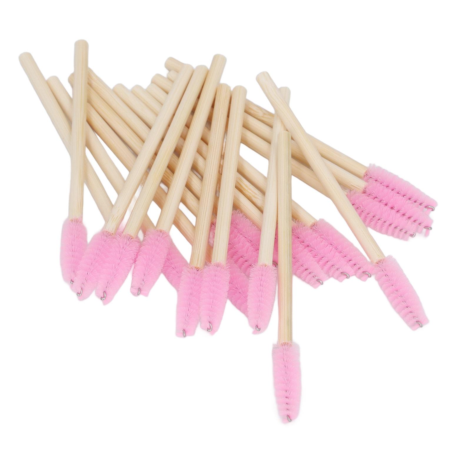 

100 ШТ Одноразовая кисть для ресниц с бамбуковой ручкой Экологичная ручка кисти Бамбуковая кисть для ресниц для розовый