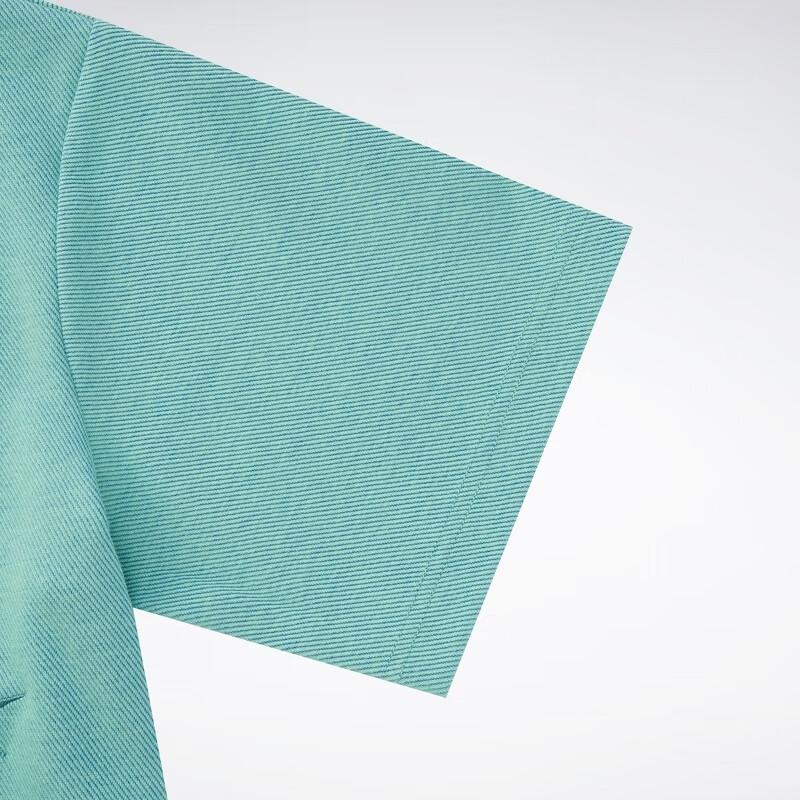 Reebok Beats Cropped Tee Series Solid Color Short Drawstring Loose Short Sleeve Drop Shoulder T-Shirt Women Tops Light-Blue 23RCS418WGB2