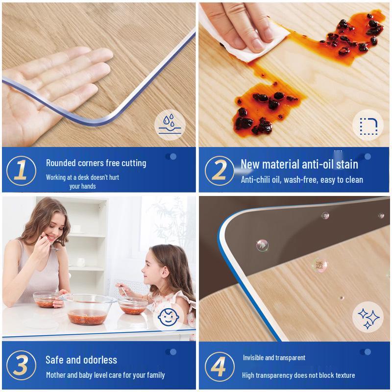 Clear PVC Table Mat: Waterproof, Heat-Resistant, Oil-Proof, Anti-Scald, Wash-Free, and Stain-Resistant