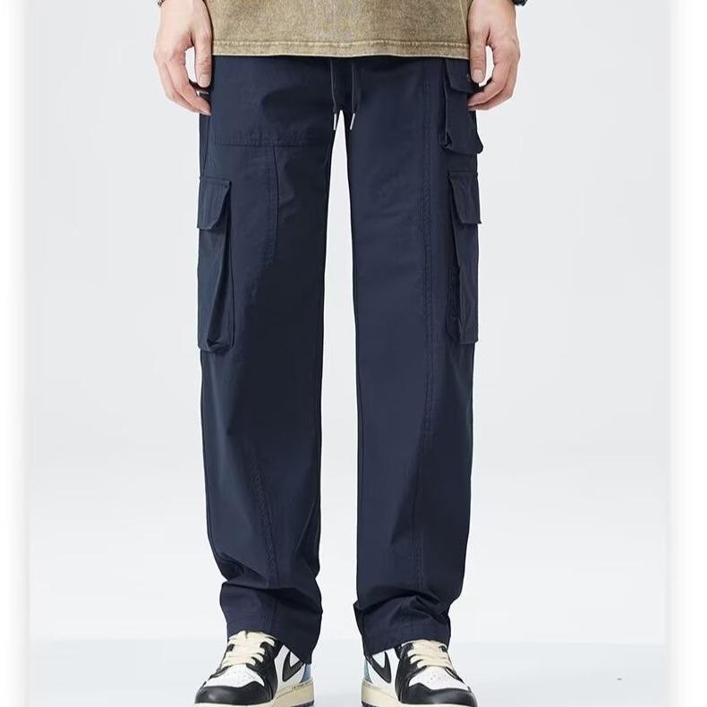 Outdoor Sports Japanese Retro Navy Blue Casual Pants Men's Quick-drying Paratrooper Paper Bag Pants Multi-pocket Functional Tooling Pants