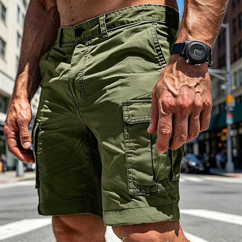 Herr Cargo Shorts med Flera Fickor Avslappnad Passform Bomull Casual Shorts för Utomhusarbete Vandring Resor Vardagsbruk