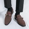 New Arrival Fashion Suede Leather Casual Dress Shoes For Men Pointed Monk Strap Loafers Wedding Formal Footwear Zapatos Hombre