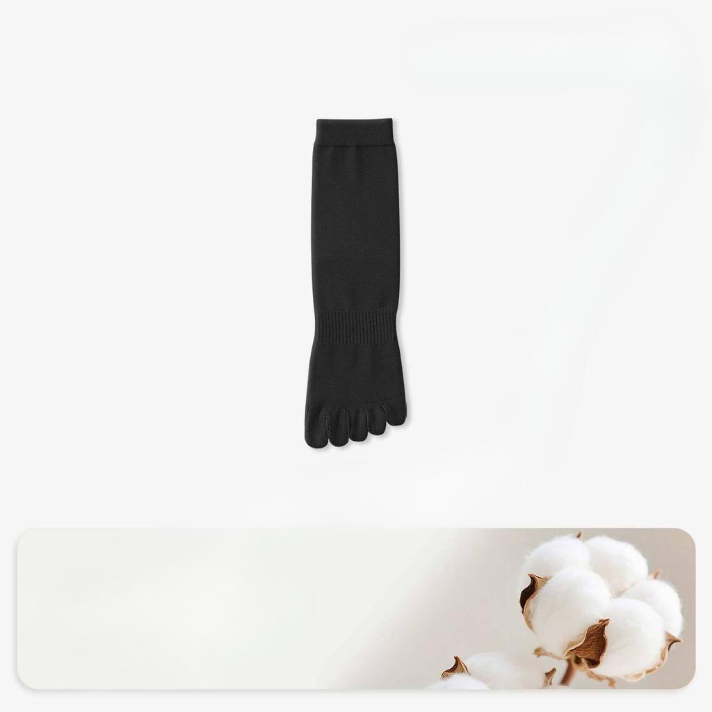 Cotton Five-heel Socks for Men, Mid-length, Suitable for Spring and Autumn, Sports Style, Black Pure Cotton Toeless Socks, Foot Coverings