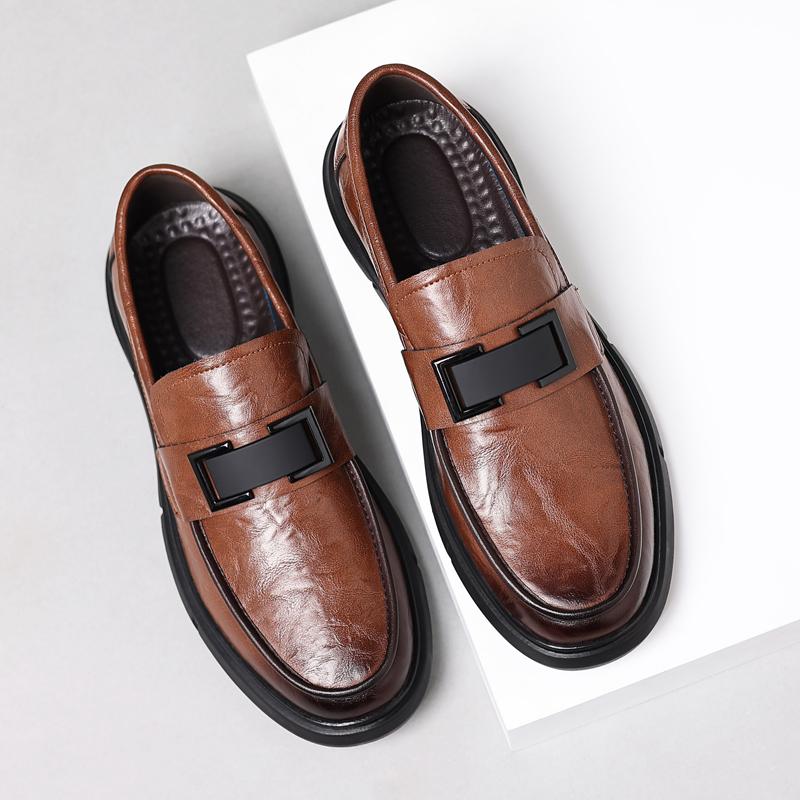 Fashion All-match Mens Loafers Men Genuine Leather Fashion Slip on Shoes Classic Men Business Footwear Lightweight Men Casual Club Shoes