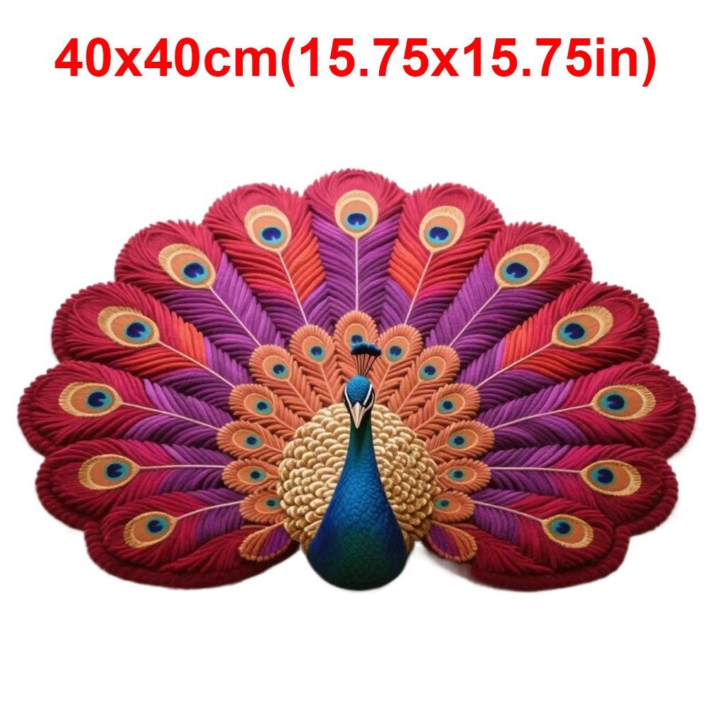 Soft Peacock Carpet Non-slip Bathroom Floor Mat Portable Blanket  for Living Room Tea Table Bedside