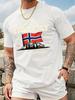 Vintage Norway Flag Mountain Print Tshirt Unisex Casual Short Sleeve Cotton Tee Adventure Streetwear Tops