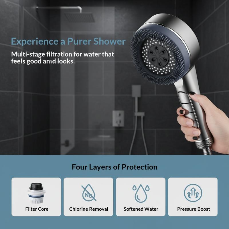 1pc Filtered Supercharged Shower Head Four-speed Adjustment With Water Seal Multi-functional Home Shower Bathroom Accessories