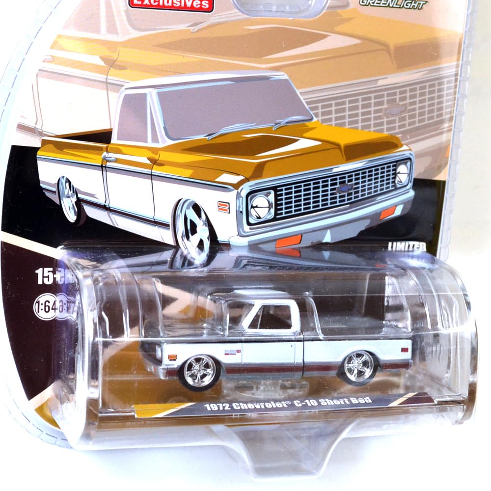 Greenlight 1/64 1972 CHEVROLET C-10 SHORT BED CUSTOM (Brushed Raw Chase Car)
