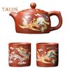 Teapot with 2 Cups Dragon And Phoenix Color-changing Purple Clay Teapot Hand-made Zisha Tea Set Kung Fu Tea Pot for Teapot Tea Lovers Gift