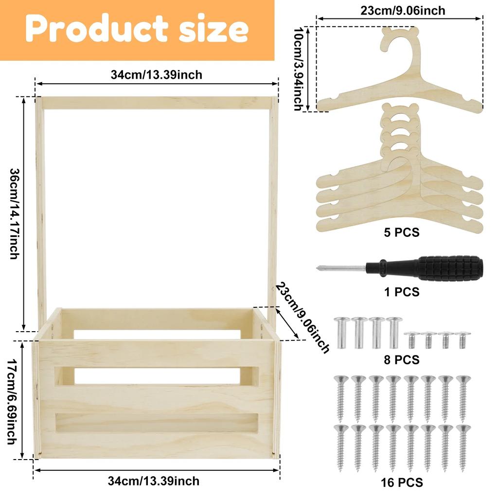 Wood Baby Shower Crate Closet Practical Decor Baby Storage Crate with Handle Newbaby Shower Basket Baby Birthday Party Decor New