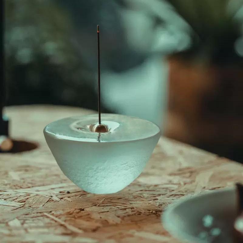 Handmade Glass Incense Holder Zen Tea Accessory
