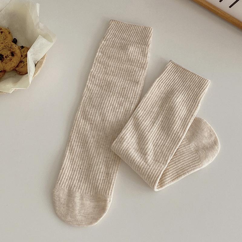 Stacked socks women's autumn and winter solid color mid-tube cotton socks Korean version ins trendy simple and versatile stockings
