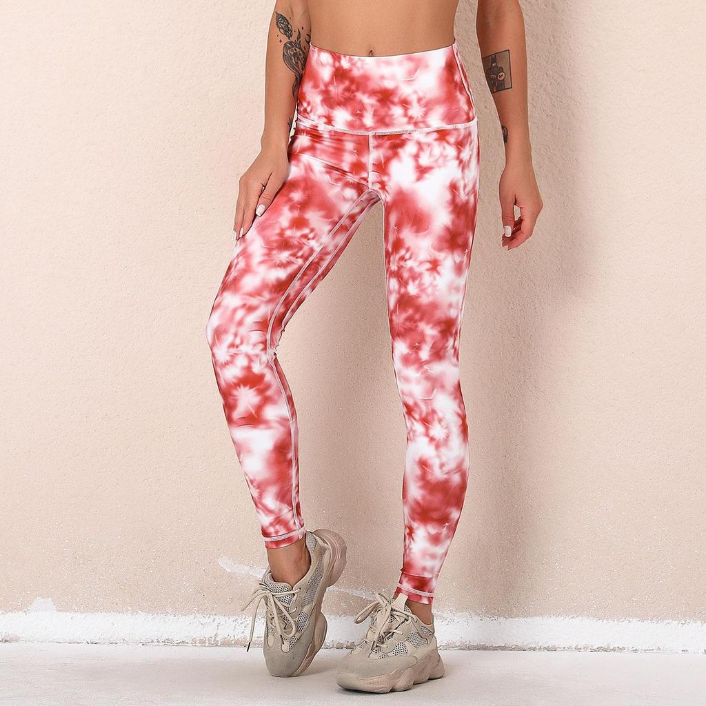 Pantaloni da yoga traspiranti ad asciugatura rapida con stampa digitale Fitness Leggings sportivi elastici stretti a vita alta da donna